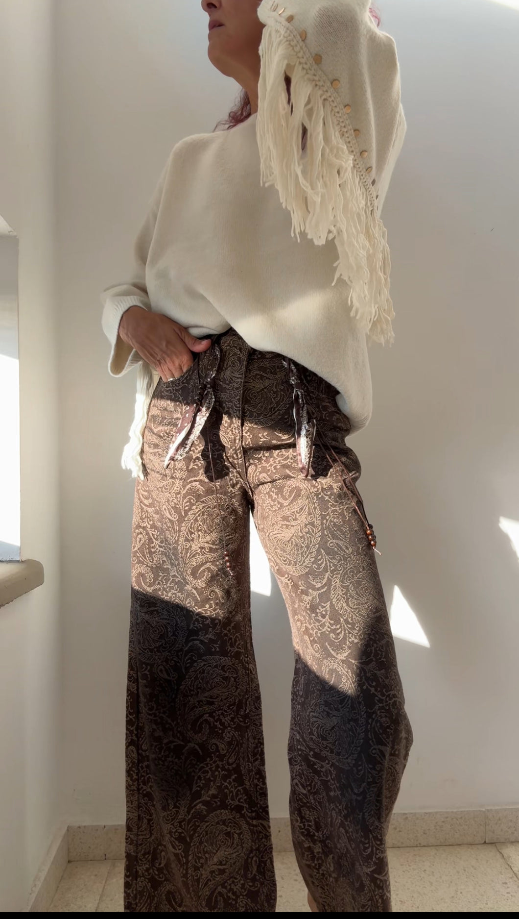 Pantalón MARRÓN BORDADO