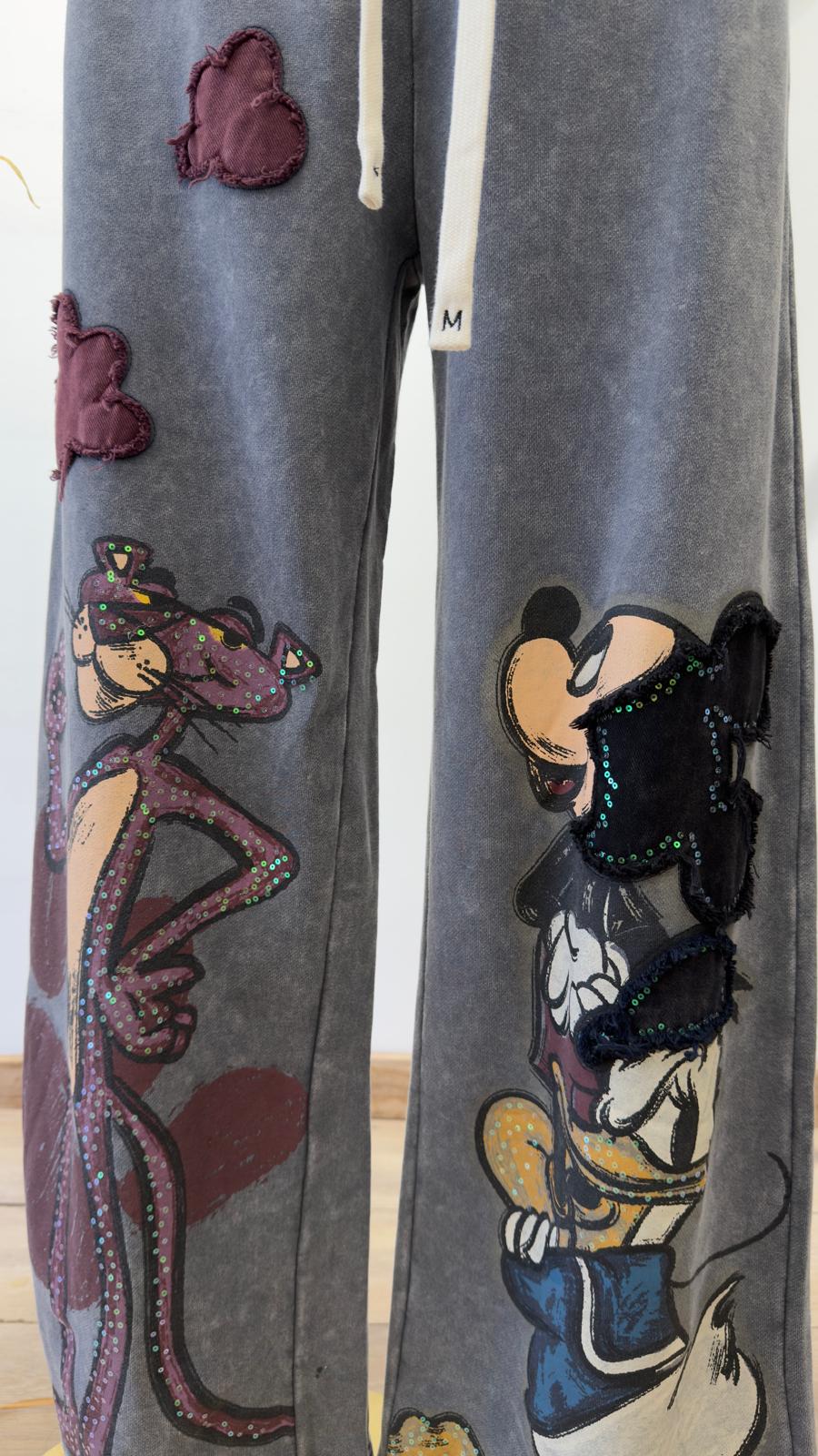 Pantalón PANTERA ROSA GRIS DESGASTADO