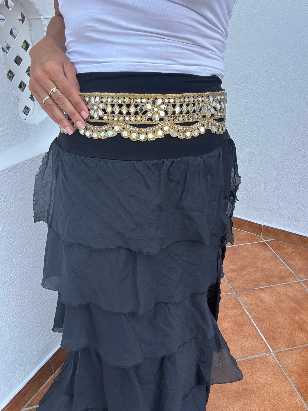 Falda VOLANTE NEGRO