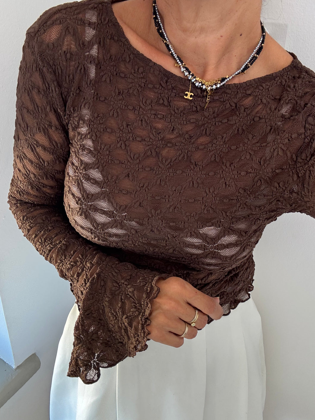 Camiseta ENCAJES MARRON